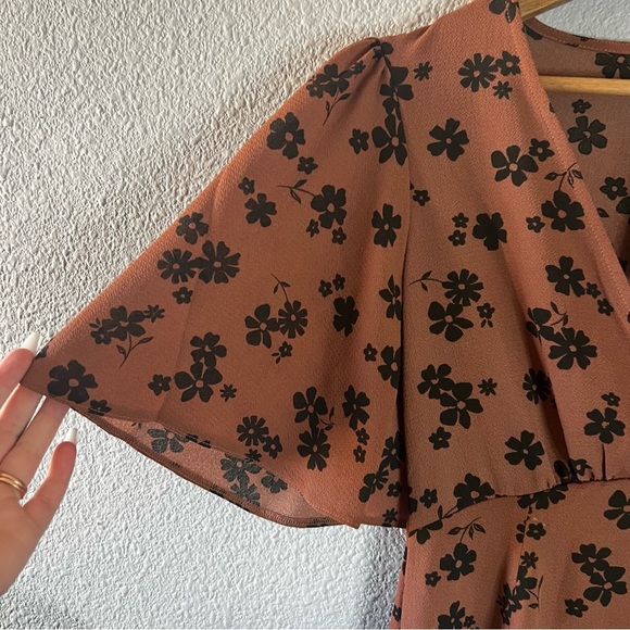 ASOS New Brown and Black Floral Print Dress 4 - Picture 9 of 11